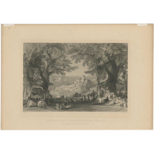 Antique Bosphorus Entrance Print, Allom Black Sea View Constantinople, c.1838 : A highly atmospheric and finely engraved...