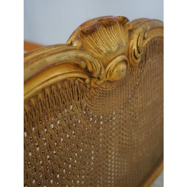Gold Antique Gold Gilt Queen Size Cane Back Bed For Sale - Image 8 of 16