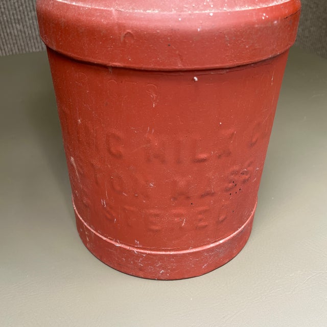 Metal milk jag from Whiting Milk company Boston Massachusetts Registered. Painted brick red by previous owner. Bought from...