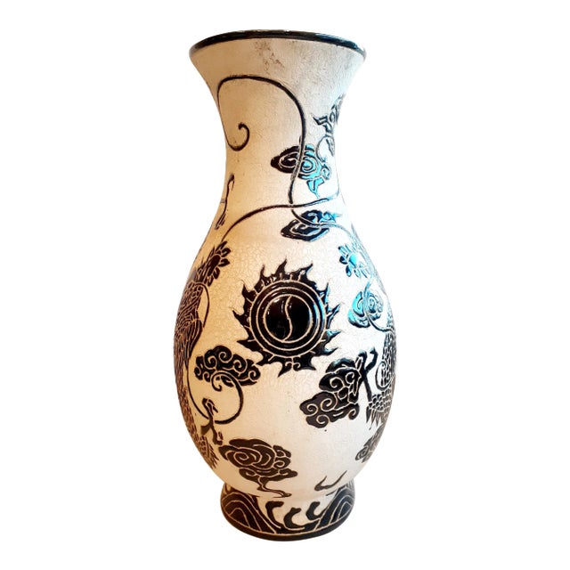 Mid Century Chinese Porcelain Fahua Dragon Vase For Sale