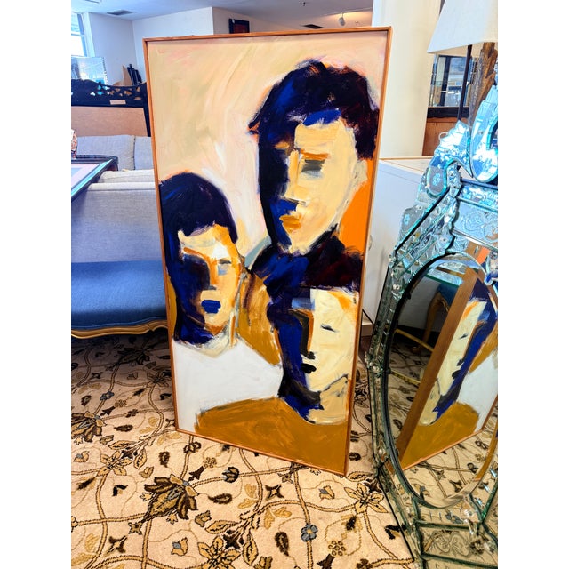 Mid-Century Modern Original Signed Mid Century Modern Framed Oil Painting the Tree Boys Turner 1977 For Sale - Image 3 of 10
