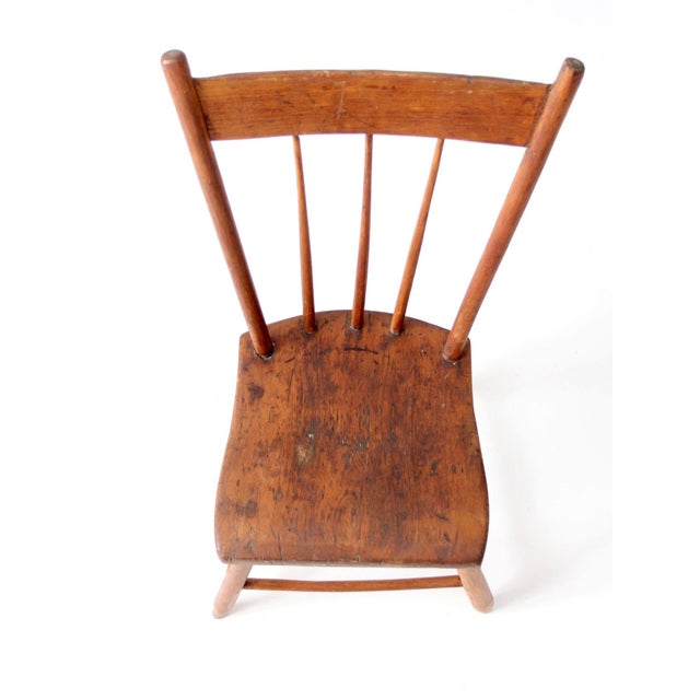 Early 20th Century Antique Plank Seat Country Chair For Sale - Image 5 of 12