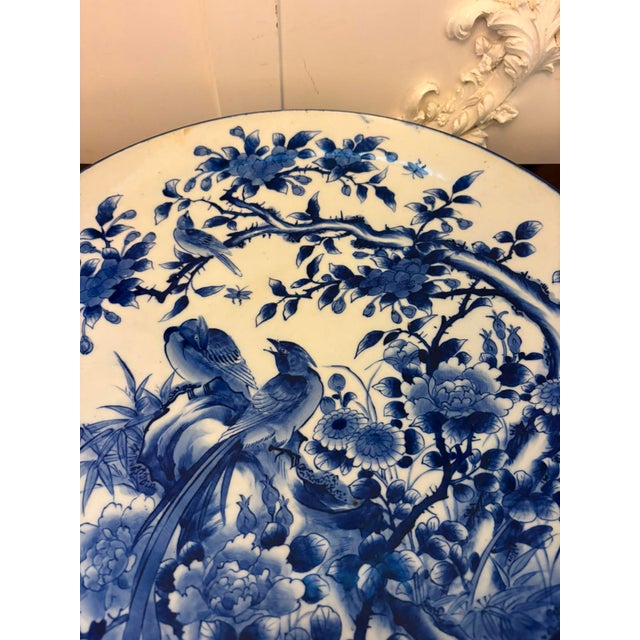 Large Antique Japanese Arita Imari Blue and White Porcelain Chargers, 1900, Set of 2 For Sale - Image 12 of 18