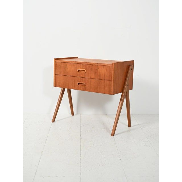 Scandinavian Teak Bedside Table with Two Drawers, 1960s For Sale - Image 4 of 9