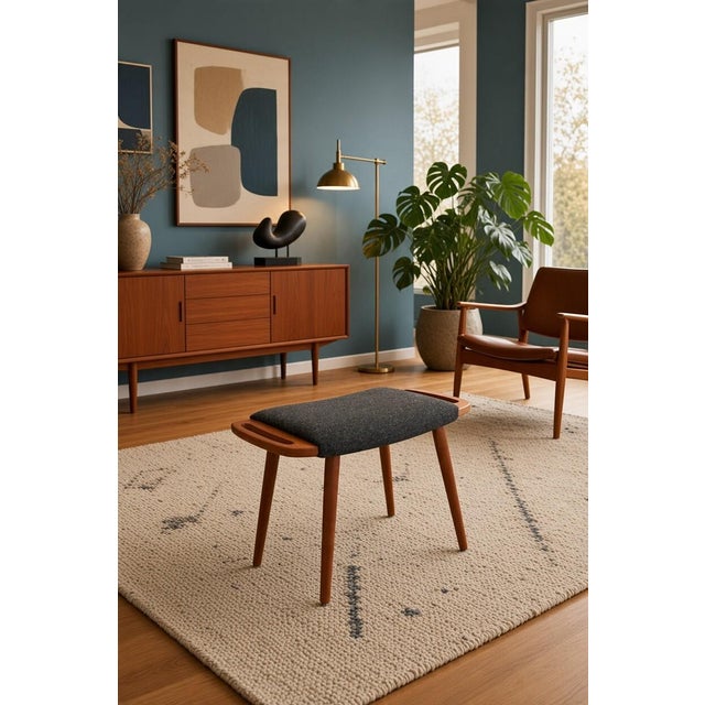 Vintage Danish Teak Stool with Shaped Handles, 1960s For Sale - Image 9 of 10