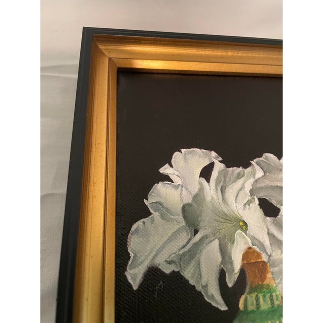 Paint Danielle Bussone Original Still Life Oil Painting "White Petunias" - Framed 2004 For Sale - Image 7 of 9
