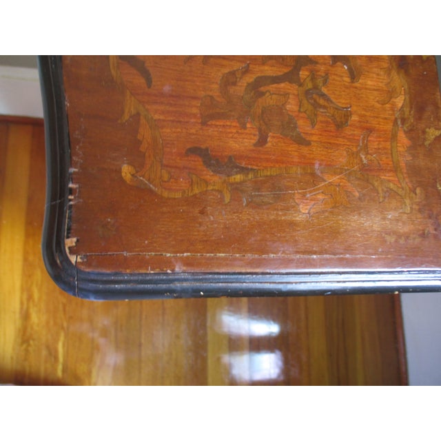 Antique French Walnut & Ebonized Marquetry 4 Drawer Accent / Bedside Table For Sale - Image 10 of 18