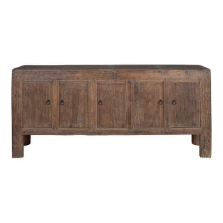 Late 20th Century Five Door Elm Server in Original Patina For Sale
