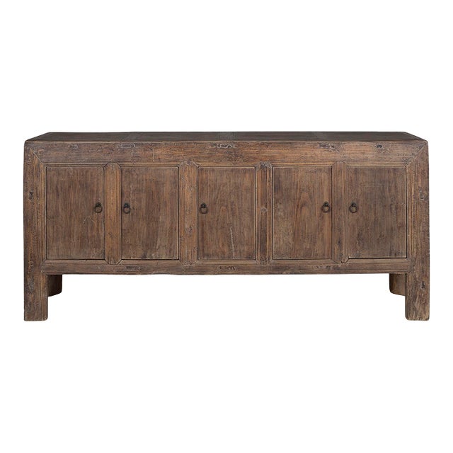 Late 20th Century Five Door Elm Server in Original Patina For Sale