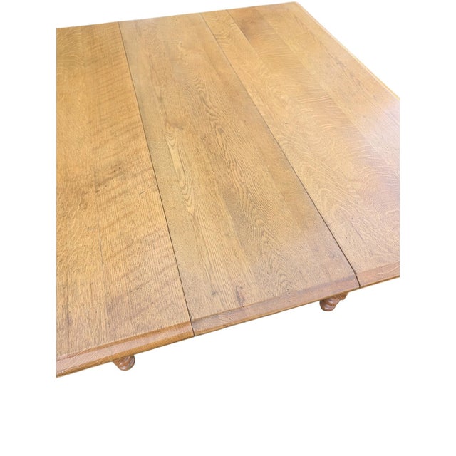 Wood Early 20th Century Jacobean Revival Quarter-Sawn Tiger Oak 6-Leg Extension Dining Table For Sale - Image 7 of 18