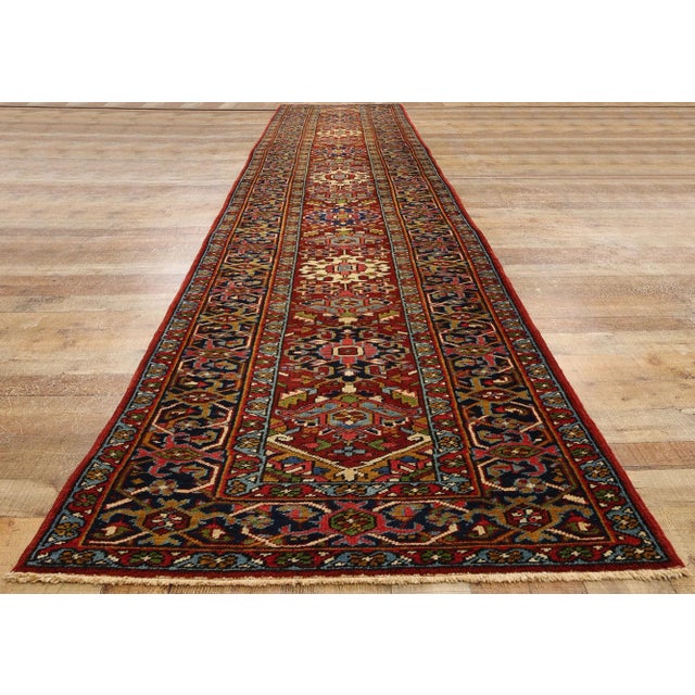 Red Vintage Persian Heriz Rug - 03'03 X 17'08 For Sale - Image 8 of 9