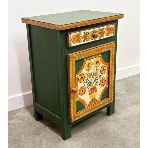 Cream Large Provençal Folk Art Hand-Painted Cabinet, 1970s For Sale - Image 8 of 15