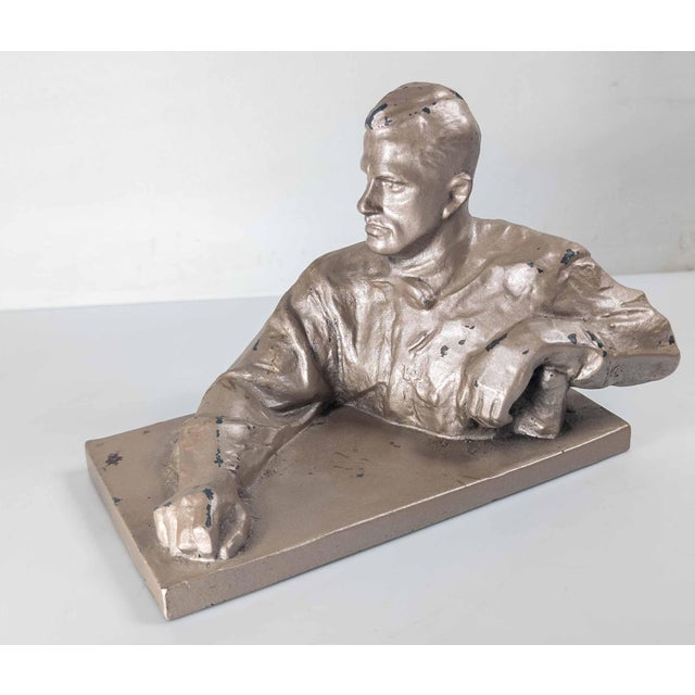 We are selling this cool mid-century Russian figure. This white metal or spelter metal figure is of a well dressed man...