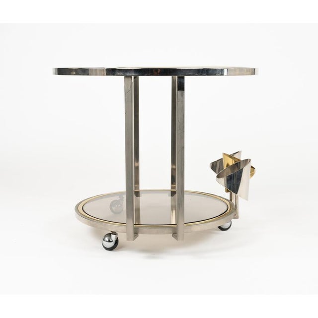 Mid-Century Serving Cart in Brass, Chrome and Glass, Italy, 1970s For Sale - Image 6 of 18