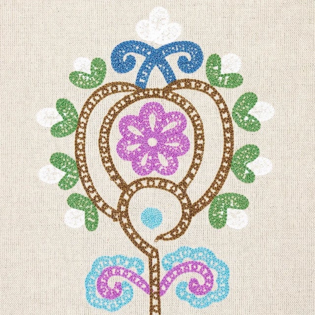 Schumacher Schumacher Estrella Embroidery Fabric in Jewel For Sale - Image 4 of 5