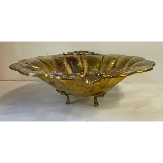 Mid-Century Modern Vintage Brass Centerpiece Footed Bowl For Sale - Image 3 of 7