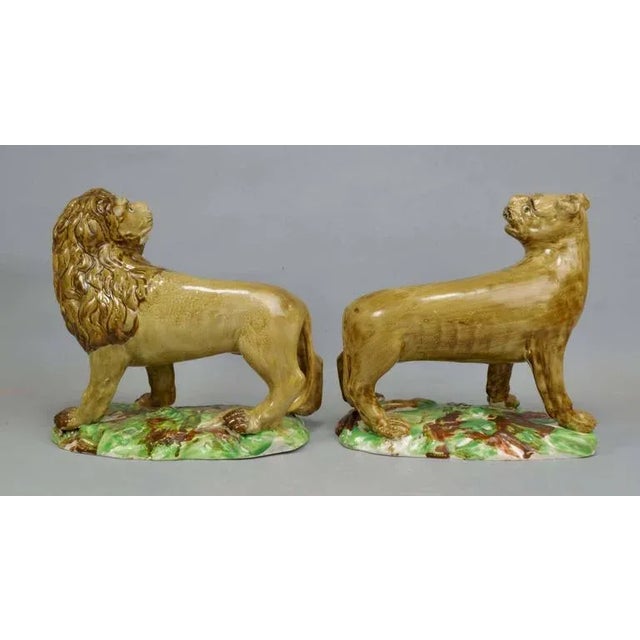 Late 18th Century 18th Century Regal Guardians: Ralph Wood Type Pearlware Lions: For Sale - Image 5 of 5