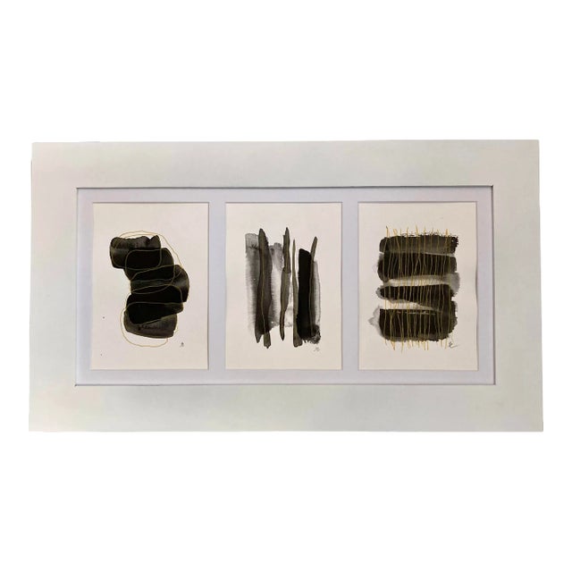 Contemporary Mid Century Modern Style Abstract Painting on Paper by Stephanie Cate For Sale