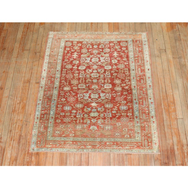 Textile Early 20th Century Zabihi Collection Red Persian Malayer Small Size Square Rug - 3'6" x 4'4" For Sale - Image 7 of 9