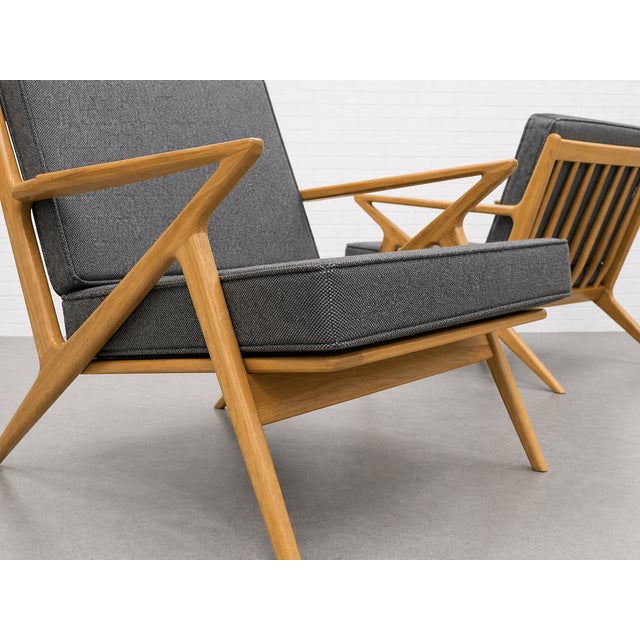 Pair - Mid Century Modern Oak Lounge Chairs – Handcrafted Armchair With Sculpted Details For Sale In New York - Image 6 of 12