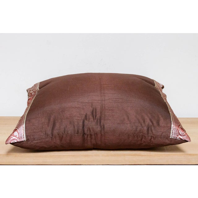 Cacao Festive Silk Euro Pillow Cover For Sale - Image 4 of 7