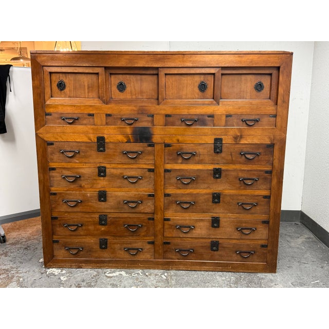 Japanese Japanese Two Piece Tansu Chest of Drawers For Sale - Image 3 of 12