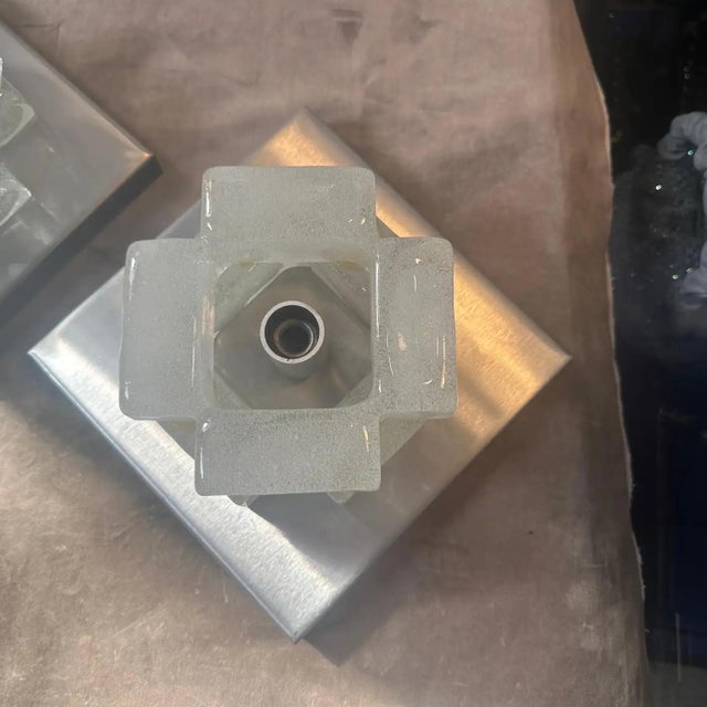 Two 1970s Space Age Murano Glass Square Wall Sconces by Albano Poli for Poliarte For Sale - Image 13 of 16