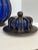 Metal 20th Century Large Blue Hand Blown Caged Iron/Metal Vase/Urn With Lid For Sale - Image 7 of 12