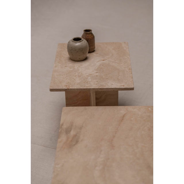Italian Travertine Side Tables, 1970s., Set of 2 For Sale - Image 6 of 10