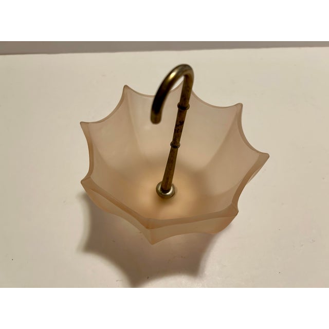 Mid 20th Century Pink Satin Glass Candy Dish Shaped Like an Umbrella For Sale - Image 10 of 12