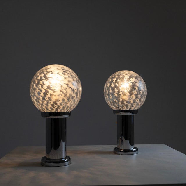 1960s Table Lamps in Chrome and Glass, 1960s, Set of 2 For Sale - Image 5 of 13