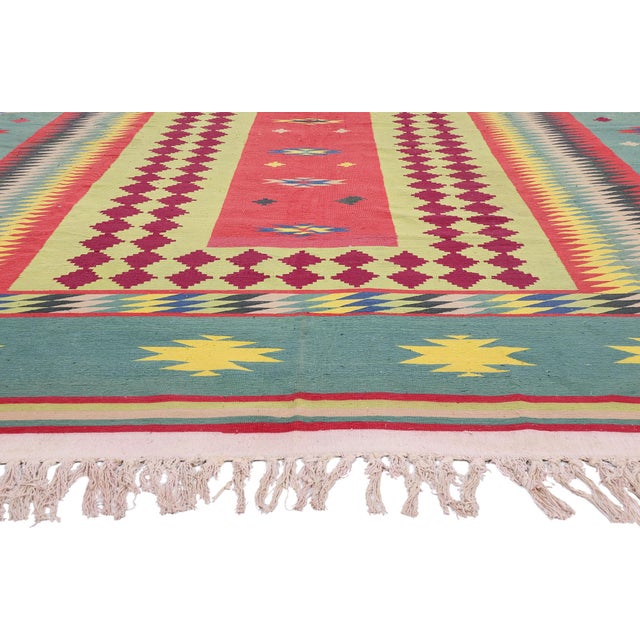 Vintage Indian Dhurrie Rug, 10'00 X 15'11 For Sale - Image 4 of 10