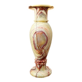 Rare Onyx Marble Floor Vase – 24" X 8" Decorative Vase by Zarva Stone For Sale