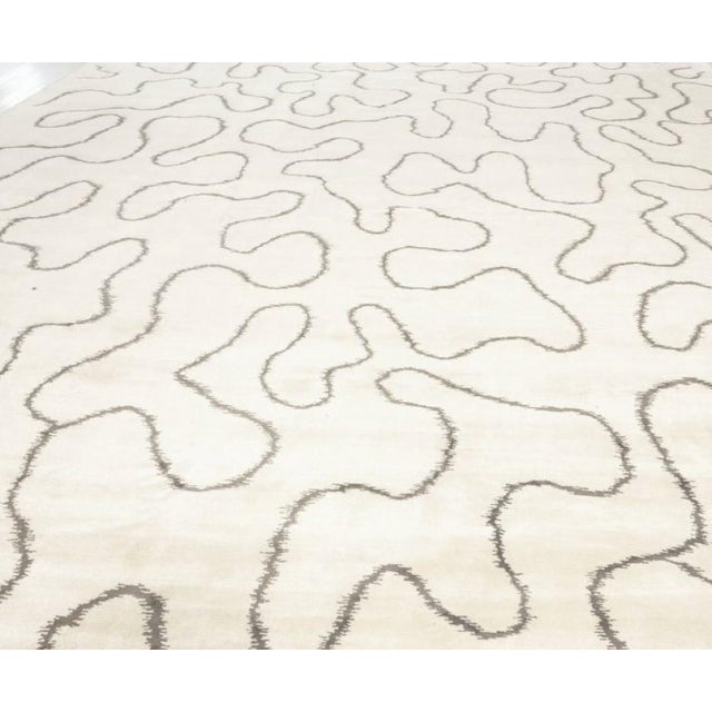 Modern Ribbon Design Black & White, Wool & Silk Rug by Doris Leslie Blau For Sale - Image 4 of 7