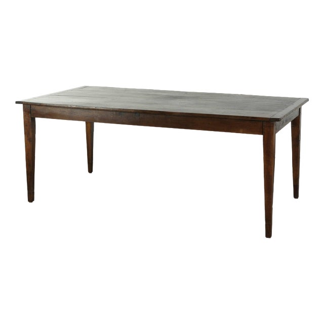 Antique French Oak Dining Table with a Dark Color Scheme For Sale