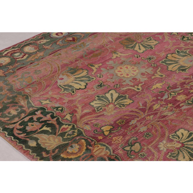 Traditional Rug & Kilim’s Modern Rug in Soft Pink and Green Floral All-Over Pattern For Sale - Image 3 of 8