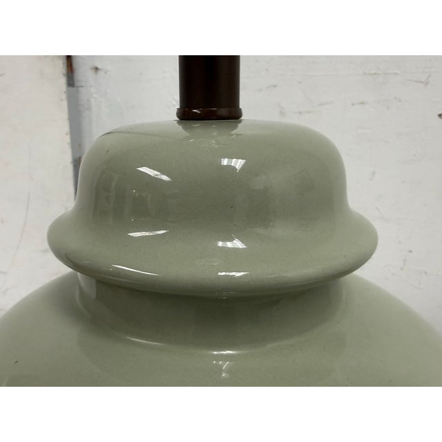 Ceramic VIntage Chinese Ginger Jar Celadon Ceramic Table Lamp For Sale - Image 7 of 12