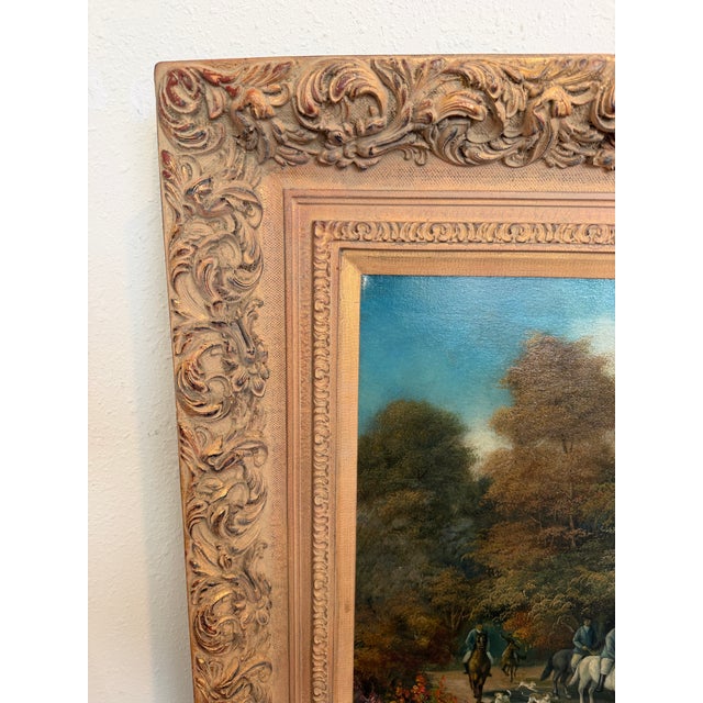 Vintage English Hunting Scene Oil Painting Horses Hounds Equestrian Sporting Art For Sale - Image 11 of 14