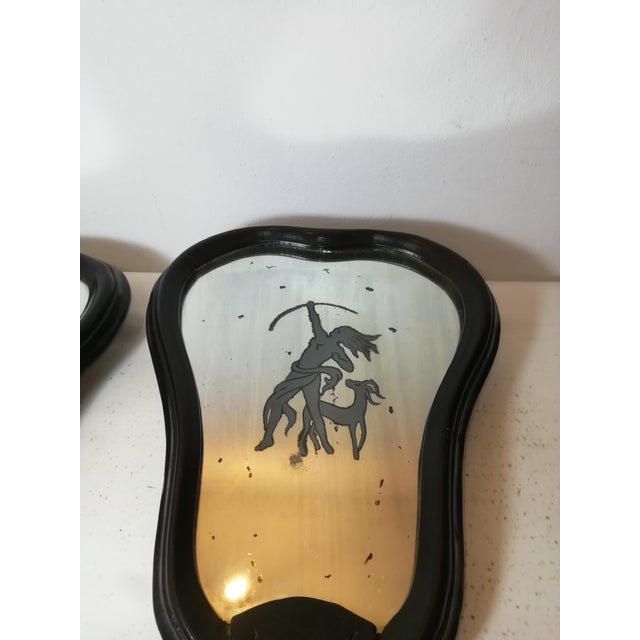 Decorated and Backlit Mirrors by Gio Ponti, Italy, 1930s, Set of 2 For Sale - Image 9 of 15