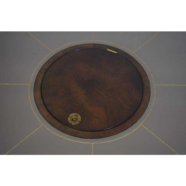 English Style Large Mahogany Round Leather Top Rent Table For Sale - Image 16 of 18