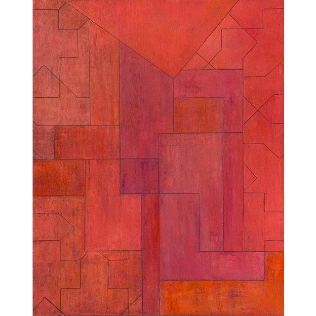 Geometric Abstract Oil Painting From the Ancient Modern Series by