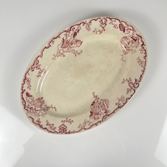 Oval Pink Earthenware Fontainebleau Serving Platter from KG Lunéville, 19th Century For Sale - Image 5 of 9