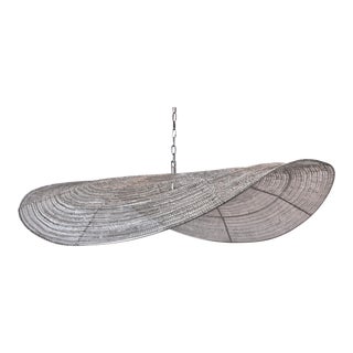 4 Ft Mid-Century Modern Brutalist Silver Chandelier For Sale
