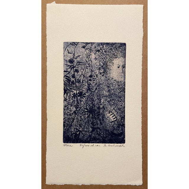 Betsey MacDonad "Flora" etching on paper, pencil signed, titled and numbered 43 of 200. Combined shipping available,...