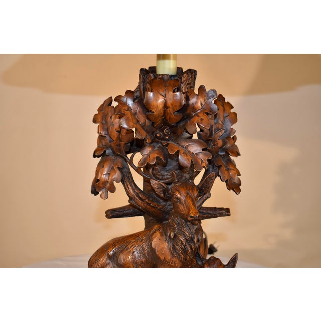 Vintage Black Forest Style Lamp With Two Deer For Sale - Image 12 of 12