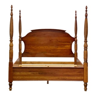 Vintage Pennsylvania House Chippendale Style Solid Cherry King Four Poster Bed For Sale