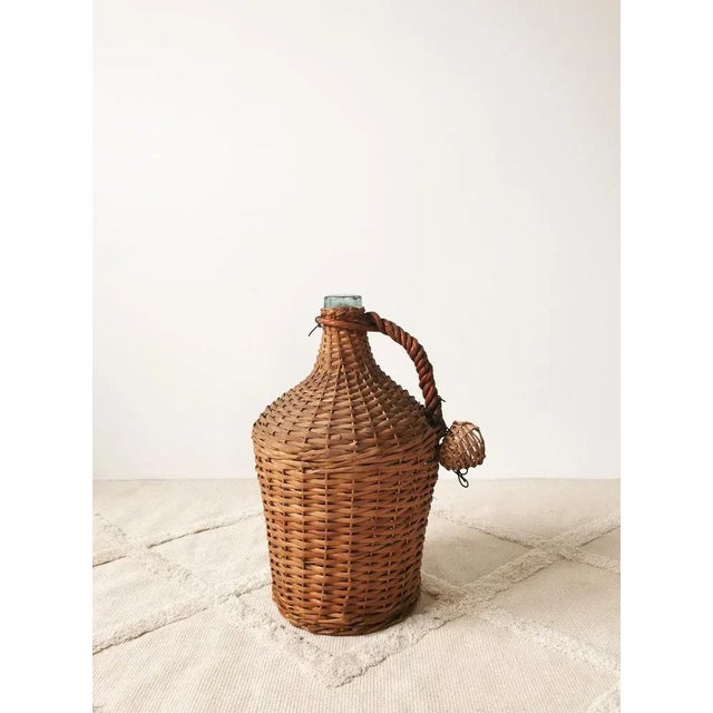 Glass Vintage Wine Balloon with Raffia Basket, Italy, 1950s For Sale - Image 7 of 12