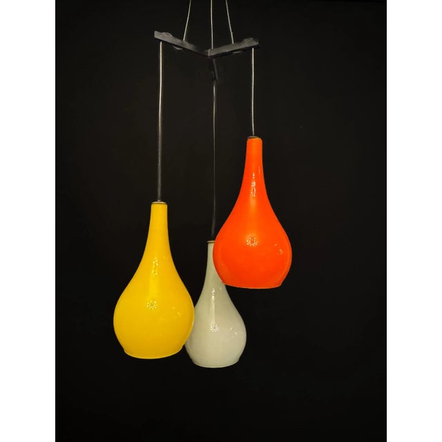 Mid-Century Modern Italian Pendant with Glass Shades from Stilux Milano, 1960s For Sale - Image 9 of 11