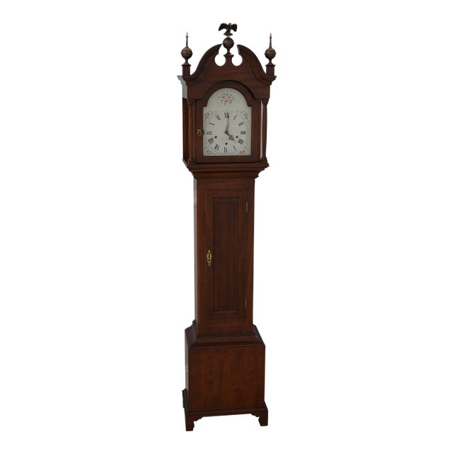 Elmer Stennes Mahogany Dropleaf Dwarf Grandfather Hall Clock For Sale