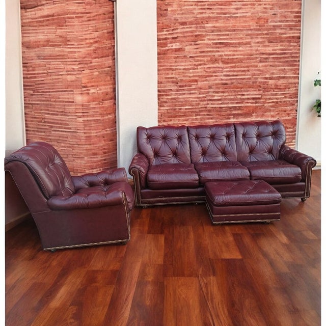 Hancock & Moore Elevate Your Home With This Stunning, Vintage Hancock & Moore Living Room Collection, Featuring a Luxurious Sofa, Armchair, and Matching Ottoman For Sale - Image 4 of 12